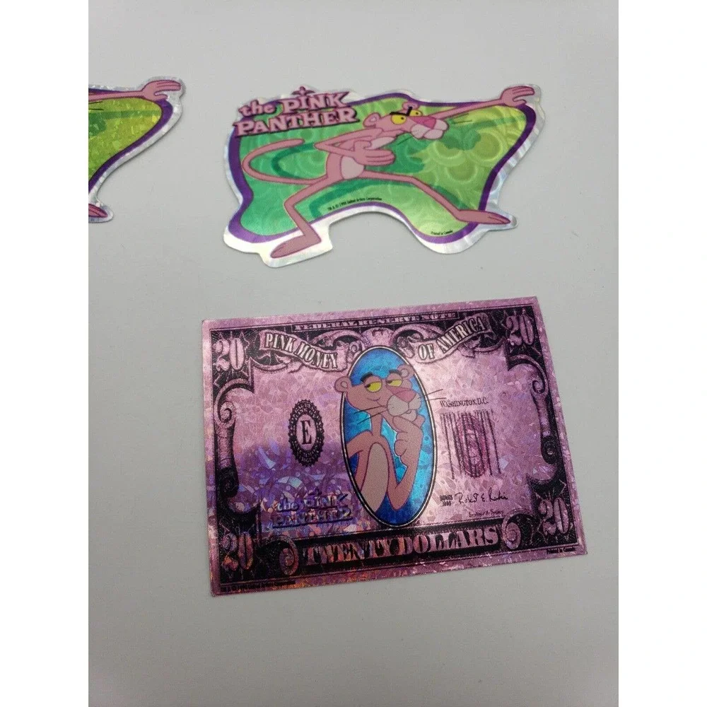 4 Vintage Stickers Pink Panther Cartoon Prism Vending Machine Stickers 1998